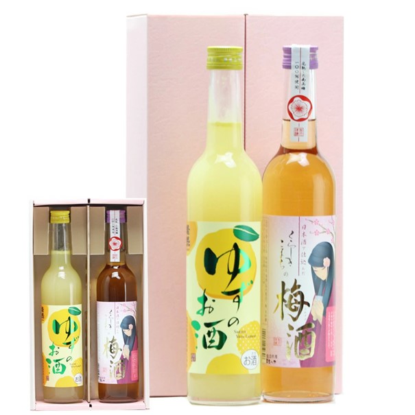 燦然・倉敷小町 ゆずのお酒&梅酒 500ml×2本リキュールセット ギフトBox入り 【送料込み】